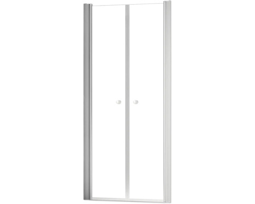 Douchedeur in nis met draaideur SCHULTE Garant 2.0 ExpressPlus 80 cm profiel aluminium helder glas vuilafstotende glascoating deurscharnier links deurscharnier rechts