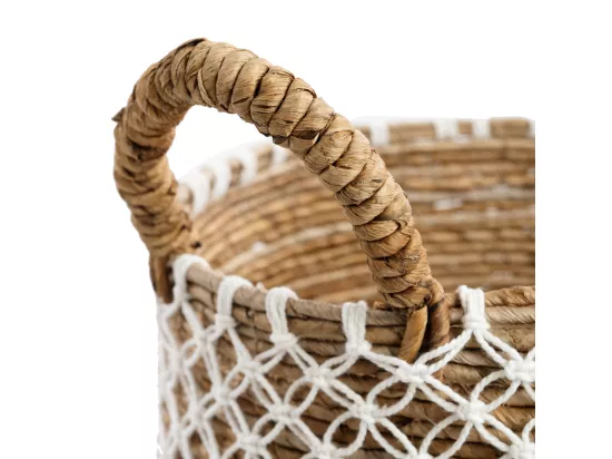 Le Panier Cross Stitched Macramé - Naturel Blanc - M