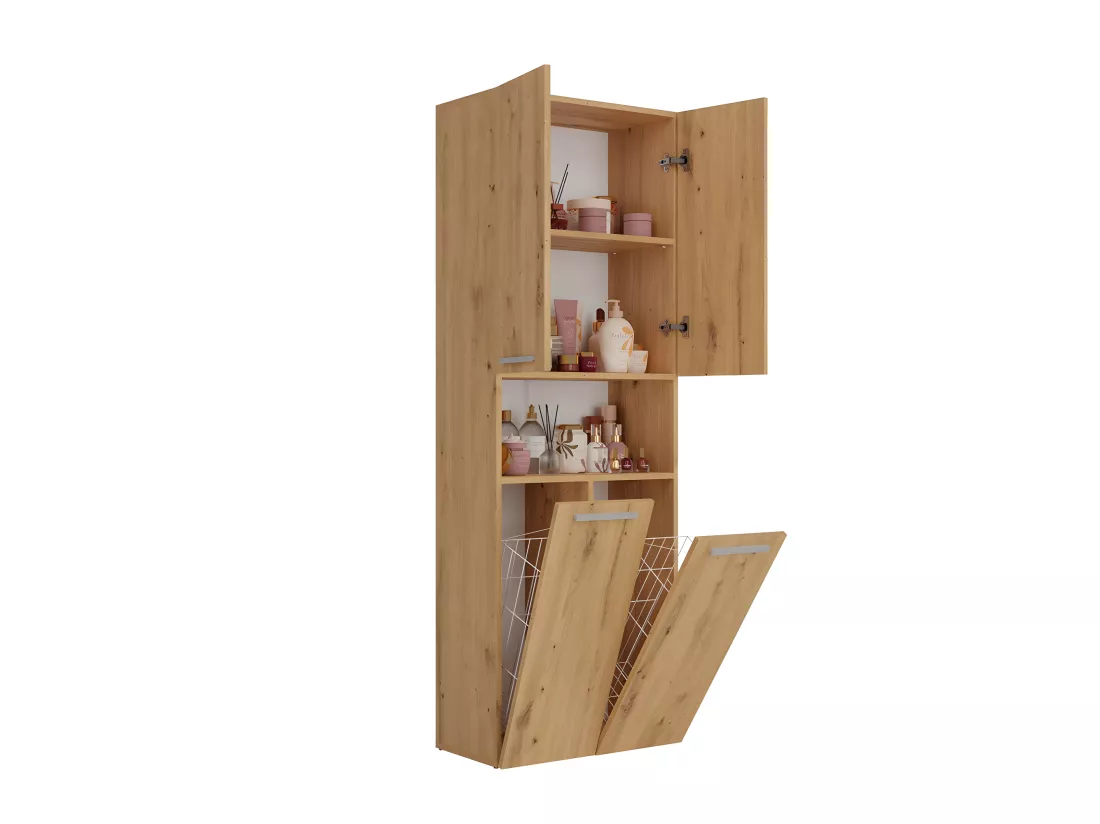 MOBY - Armoire de salle de bain avec 2 paniers à ligne - Rangement sdb - 174x60x30 - Meuble colonne