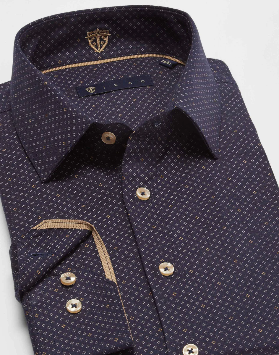 Chemise micro motif marine