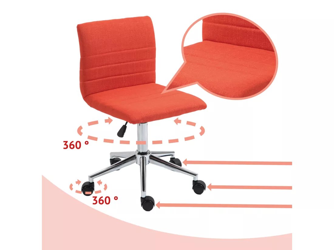 SVITA LINUS chaise de bureau chaise pivotante pour enfant chaise de bureau chambre d'enfant revêtement en tissu rouge