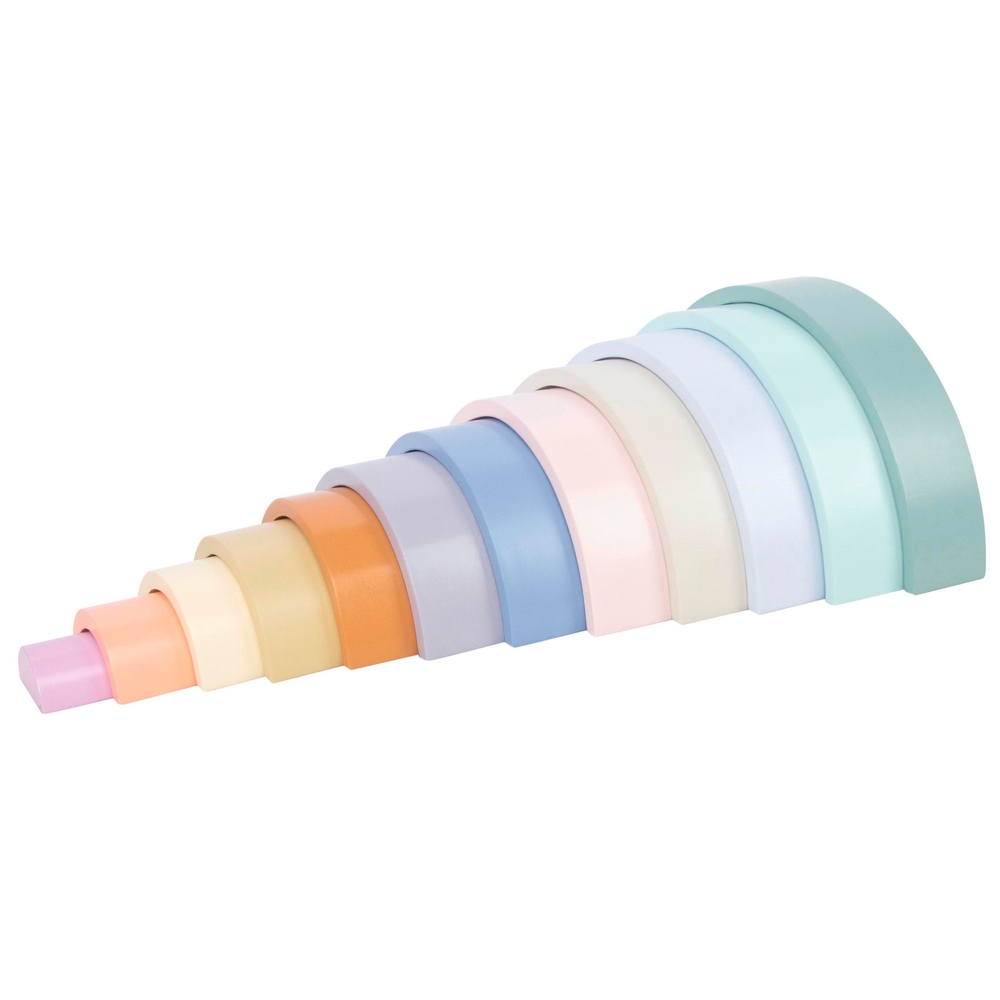 Eichhörnchen-Spielzeug Pastellfarbene Holz-Regenbogen-Stapelsteine