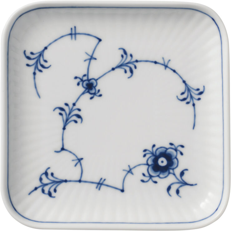 Royal Copenhagen Blue Fluted Plain Plate Square 10cm Hvid, blå