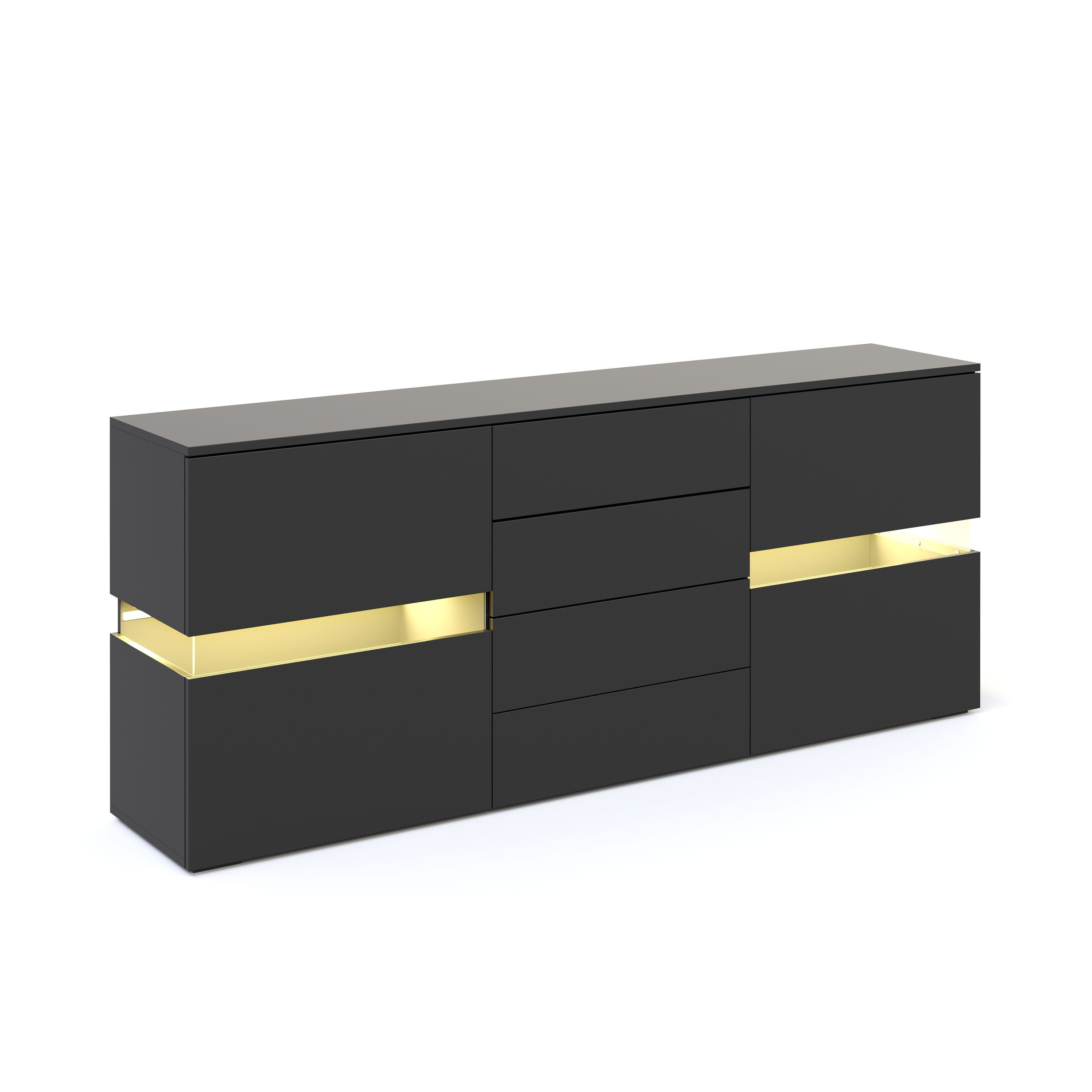 Sideboard LED TANA 177 x 72 cm schwarz