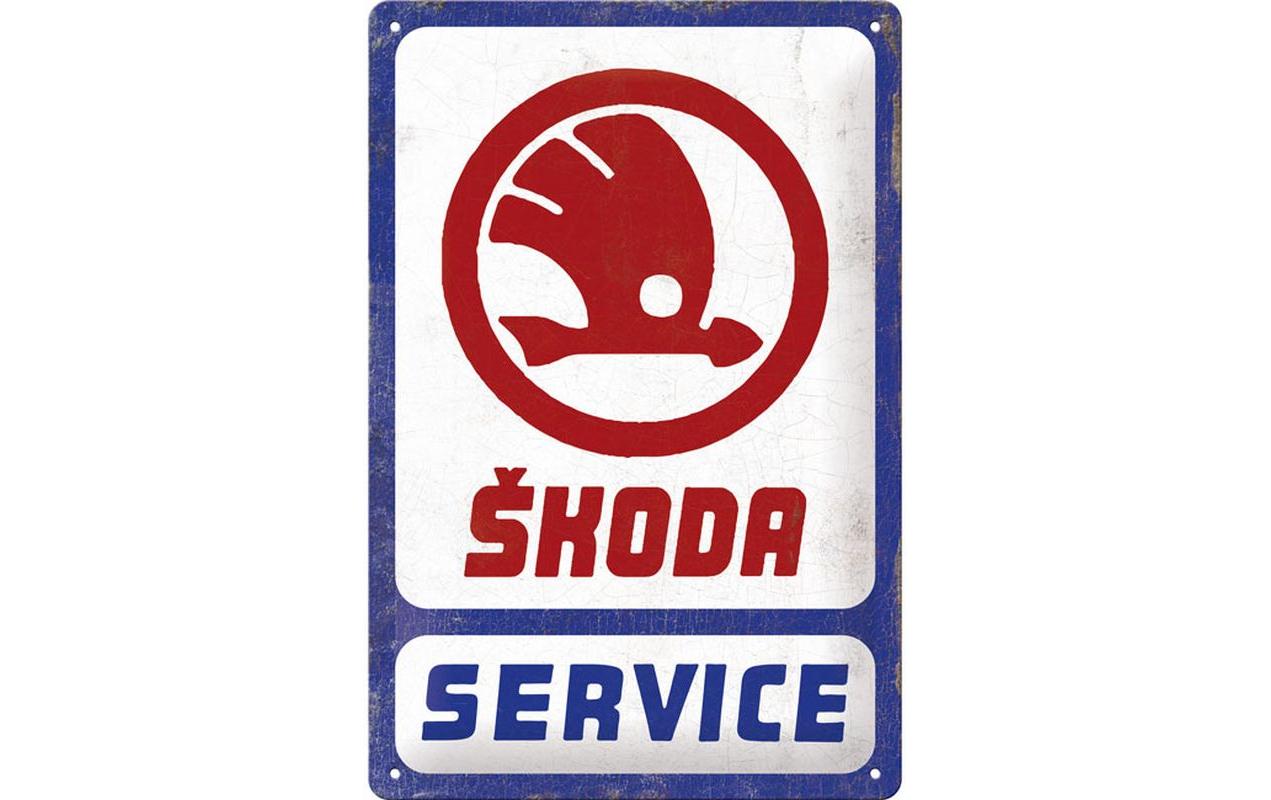 Schild Skoda Service 30 x 40 cm, MetallBlechschild im Retro Design