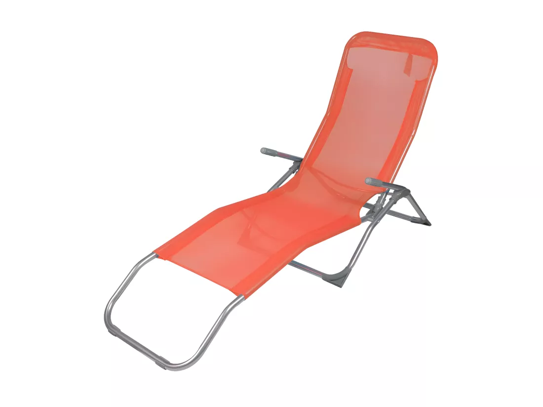 Chaise longue / Bain de soleil coloris corail 140x95x61 cm