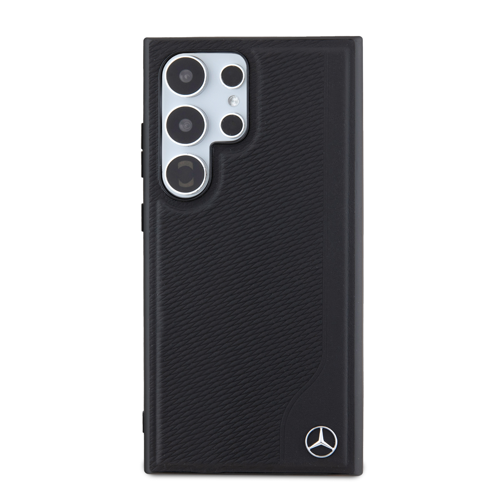 Samsung Galaxy S24 Ultra Hardcase Leder Hülle Debossed Line MagSafe-Modul (MEHMS24L23RBGVK) - Schwarz