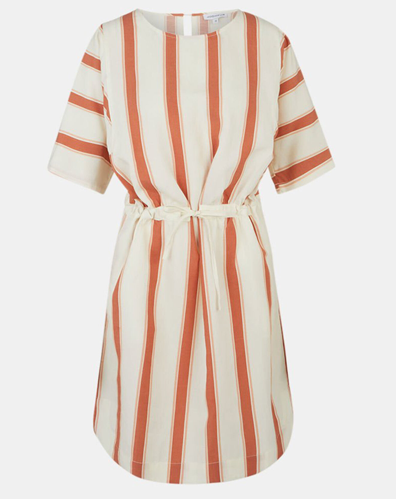Jodhpur Robe mi-longue en Lin mélangé Anis rayée blanc/marron