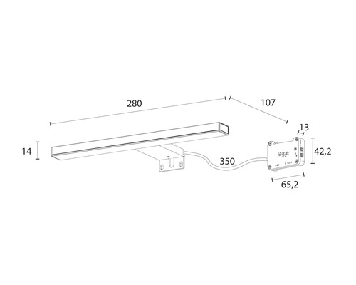 LED spiegelklemlamp ESTHER 2 30cm wit