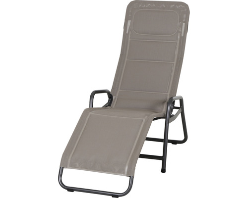 Siena Garden tuinligstoel, ligstoel, zonnebed, relaxligstoel Fano, textielstof antraciet taupe