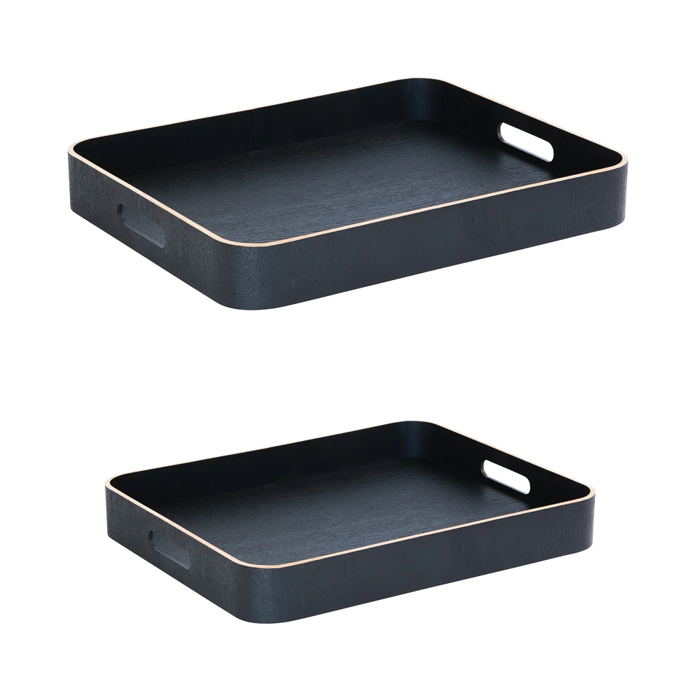 Set de 2 plateaux rectangles noirs Table passion