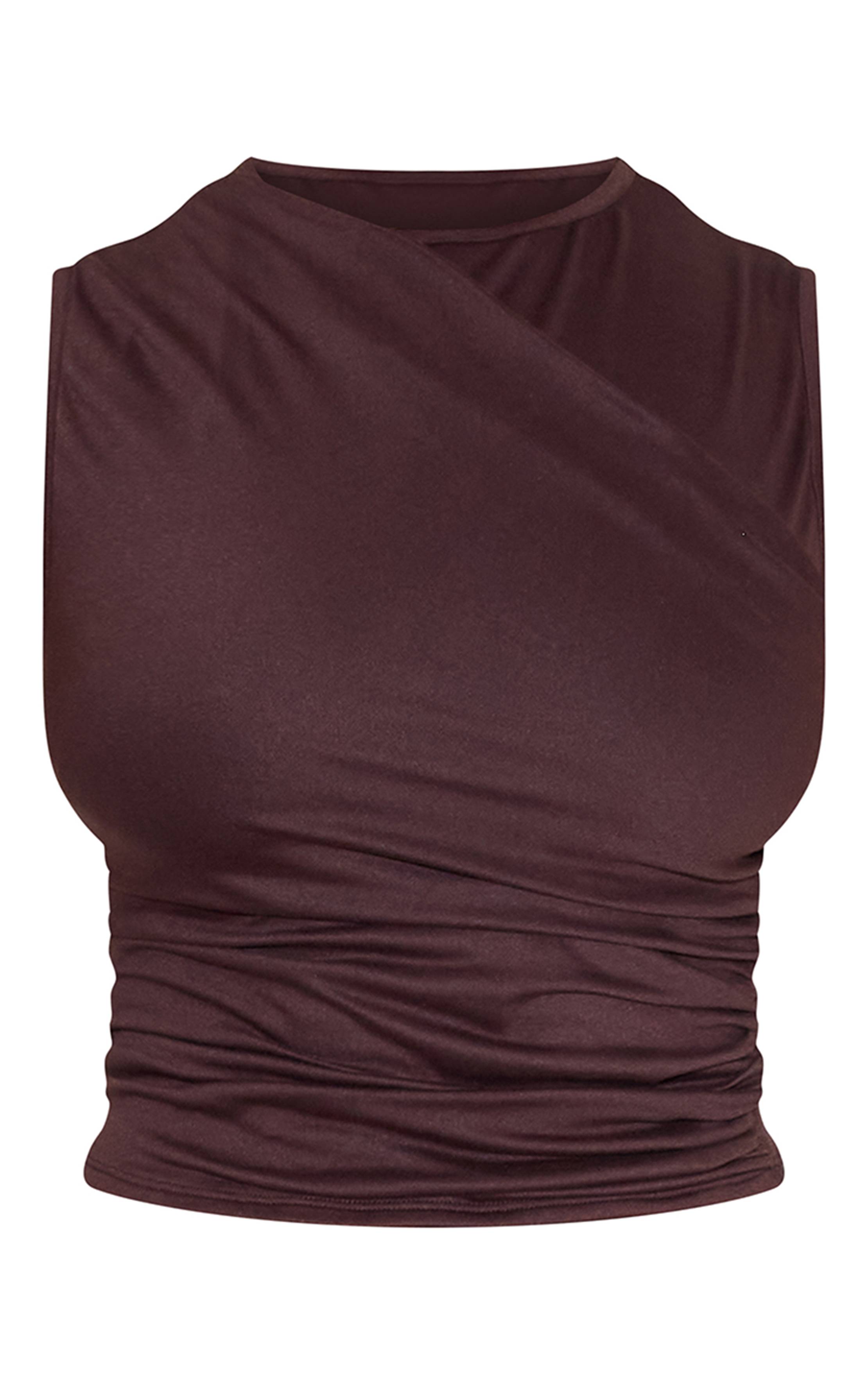 Moka Haut Sans Manches Ajusté Cache-cœur Shape