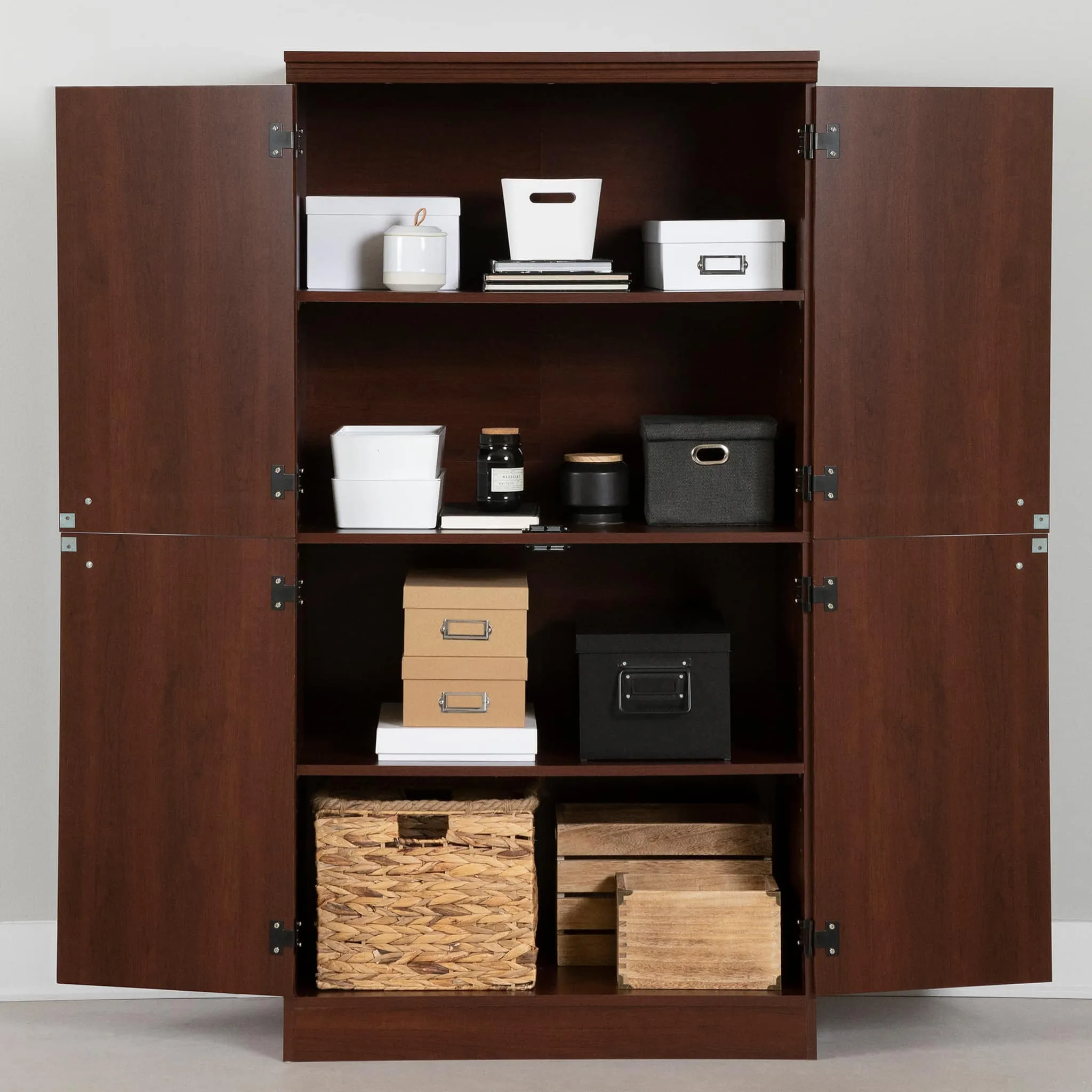 South Shore Armoire de Rangement 4 Portes - Morgan Cerisier royal