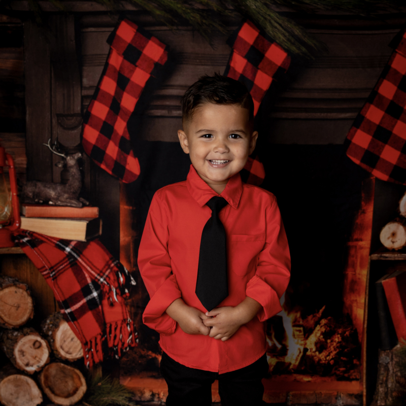 Little boys blouse - rood (exclusief stropdas)
