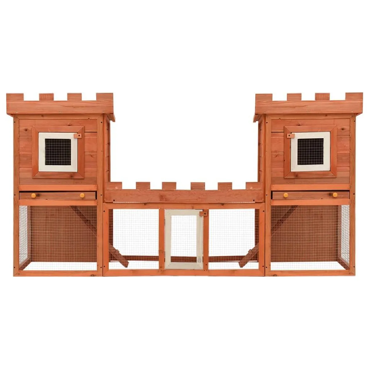 Helloshop26 Clapier large 192 x 50 x 101 cm Double maison