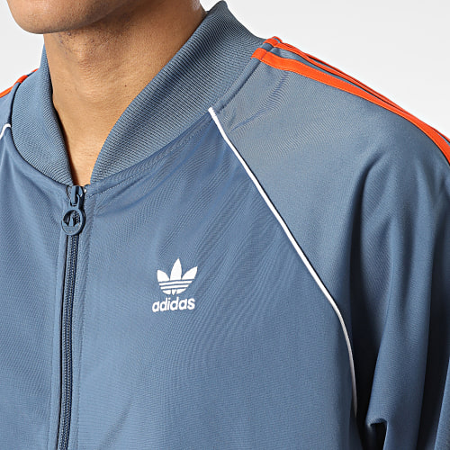 Veste Zippée A Bandes HI3003 Bleu Orange