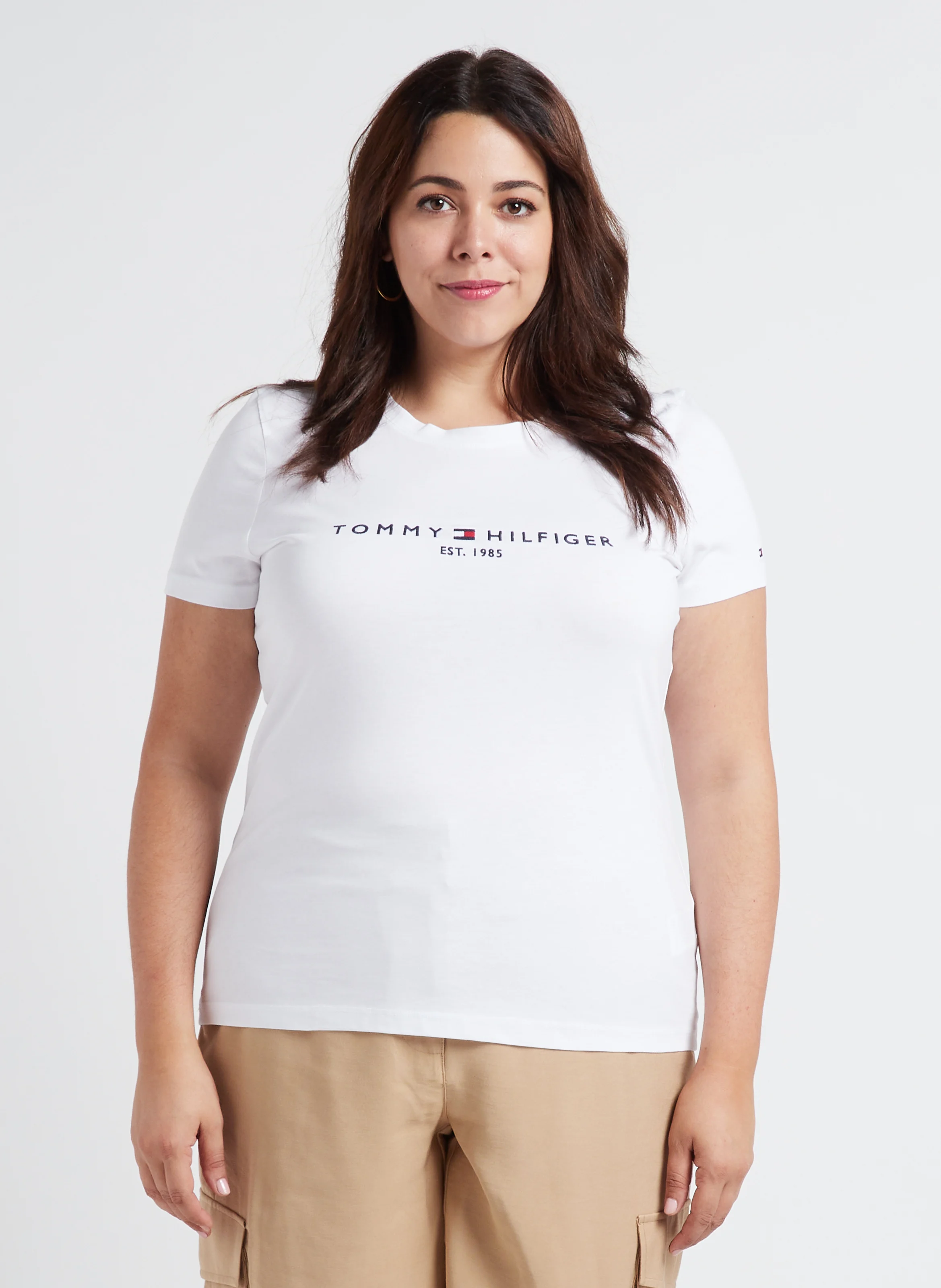 Tee-shirt col rond brodé en coton bio | Blanc