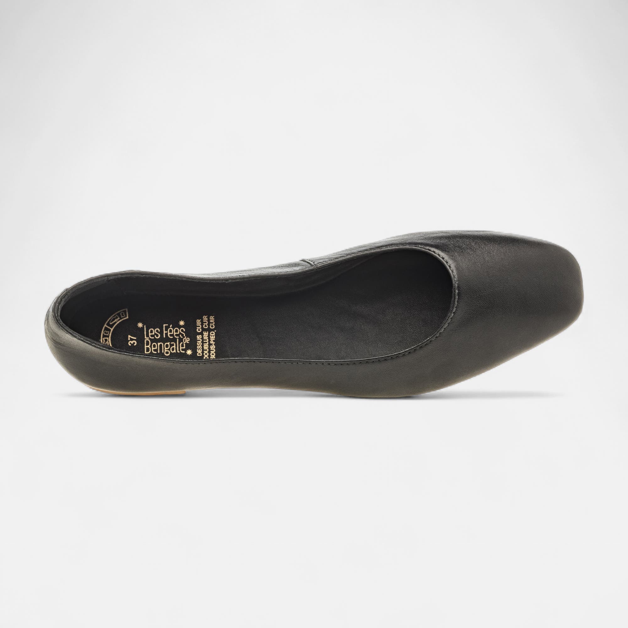 Ballerines Femme en cuir noir