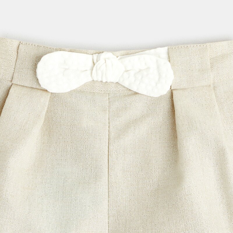 Short brillant à nœud beige bébé fille Beige