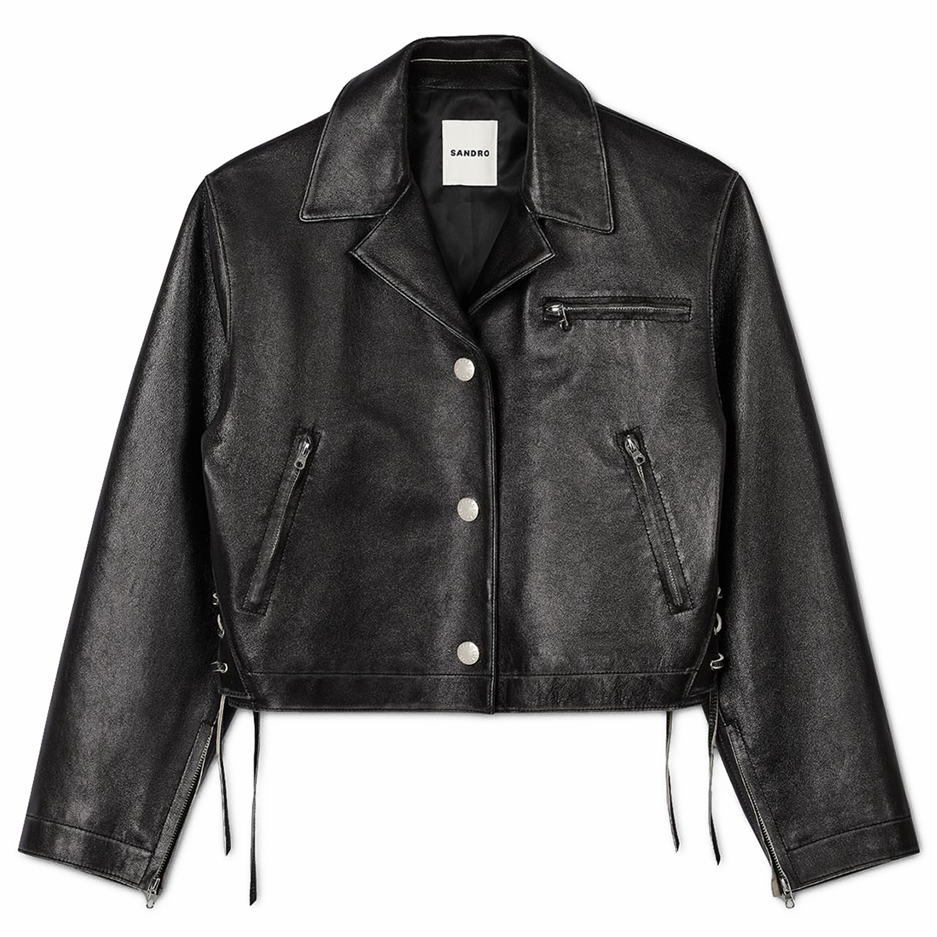 Blouson en cuir vieilli | Noir