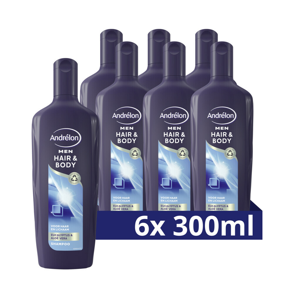 6x Andrelon Shampoo Hair & Body For Men300 ml
