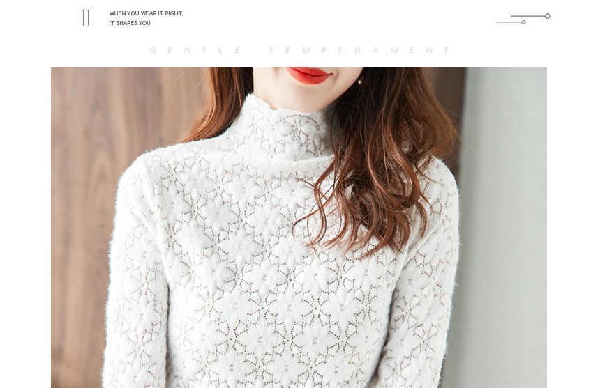 Lewwe - Blouse met lange mouwen en hoge hals en effen kant