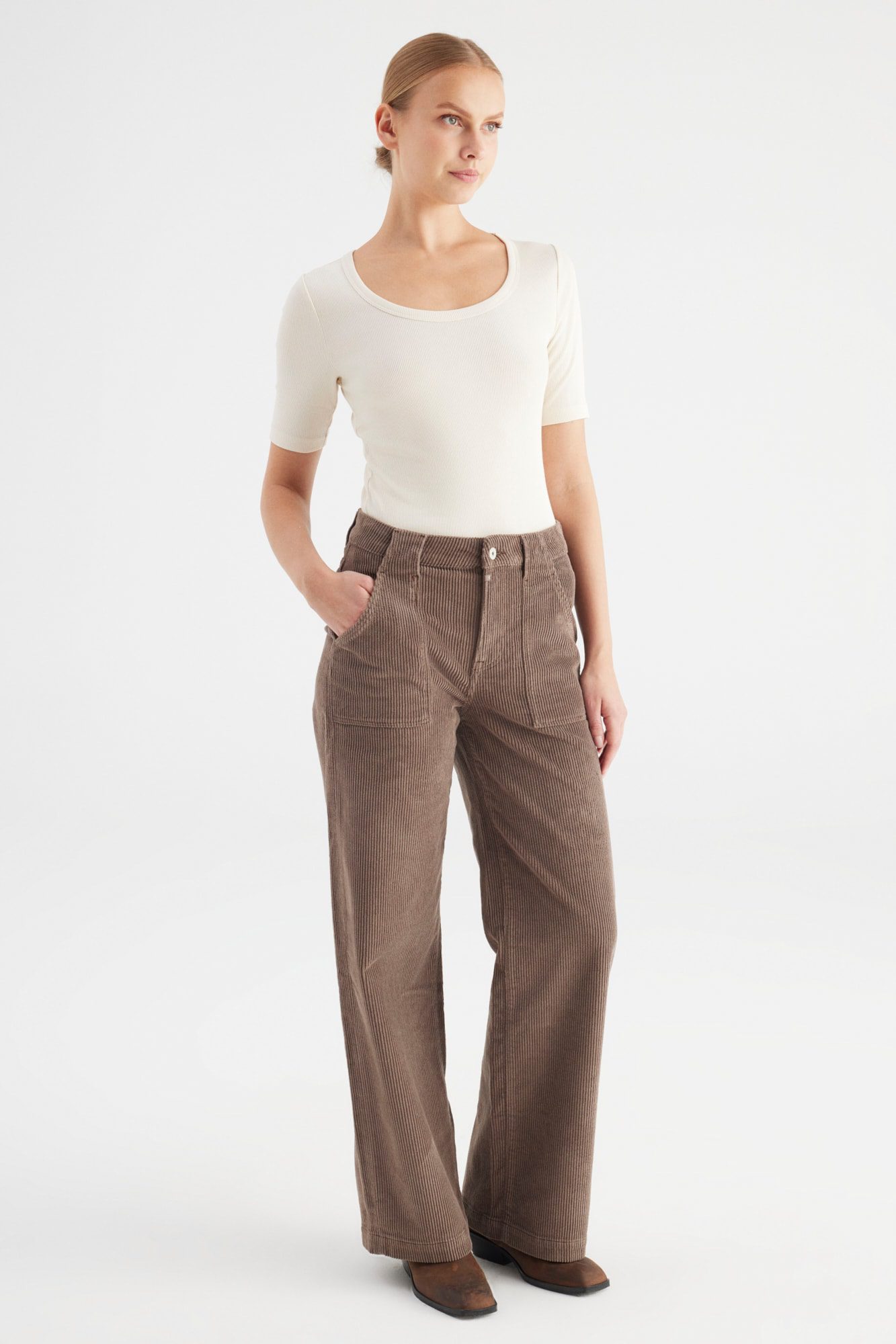 COJ Denim - Lulu Corduroy High Waist Jeans - Taupe