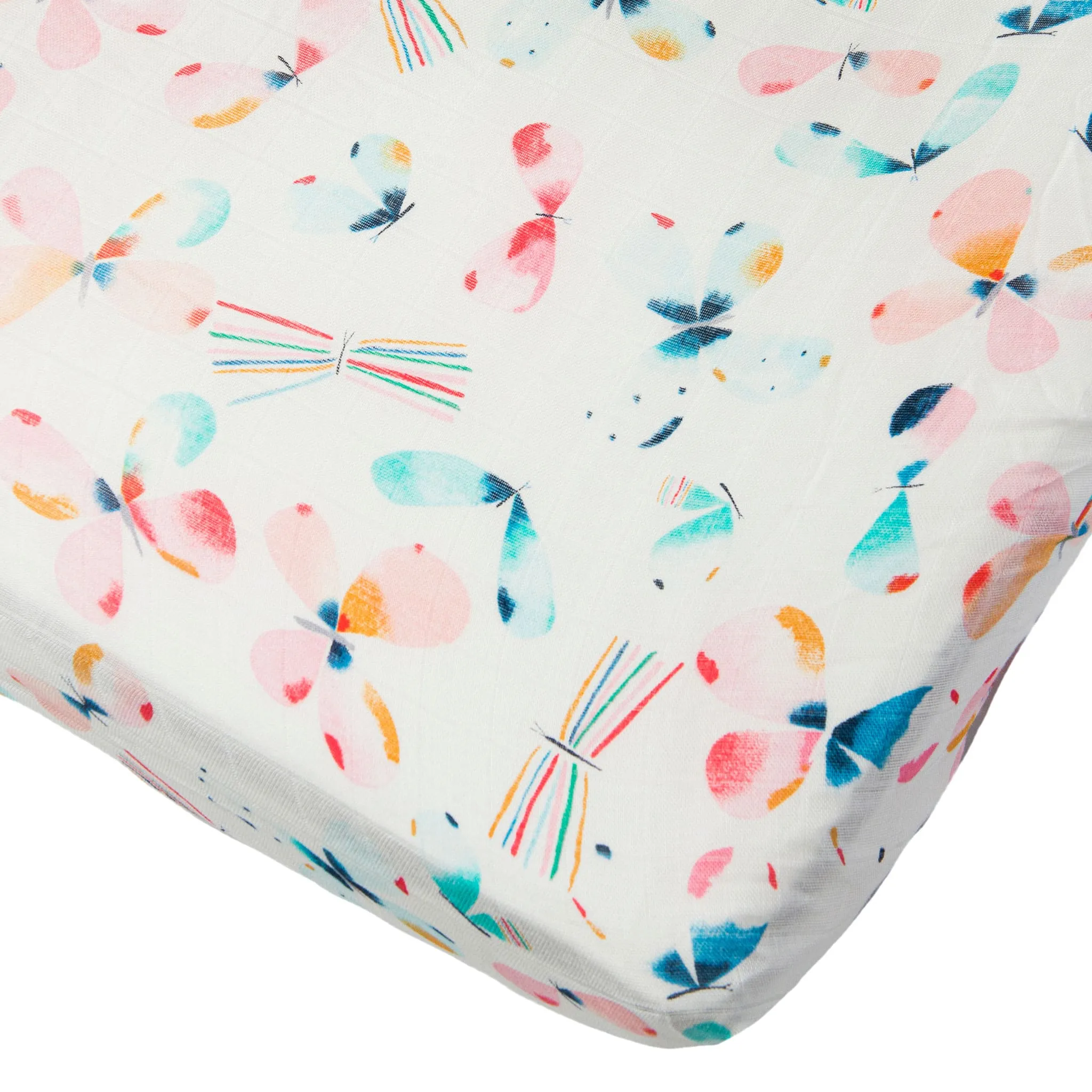 Loulou Lollipop Drap Contour pour Lit de Bébé - Mousseline Bambou Papillons