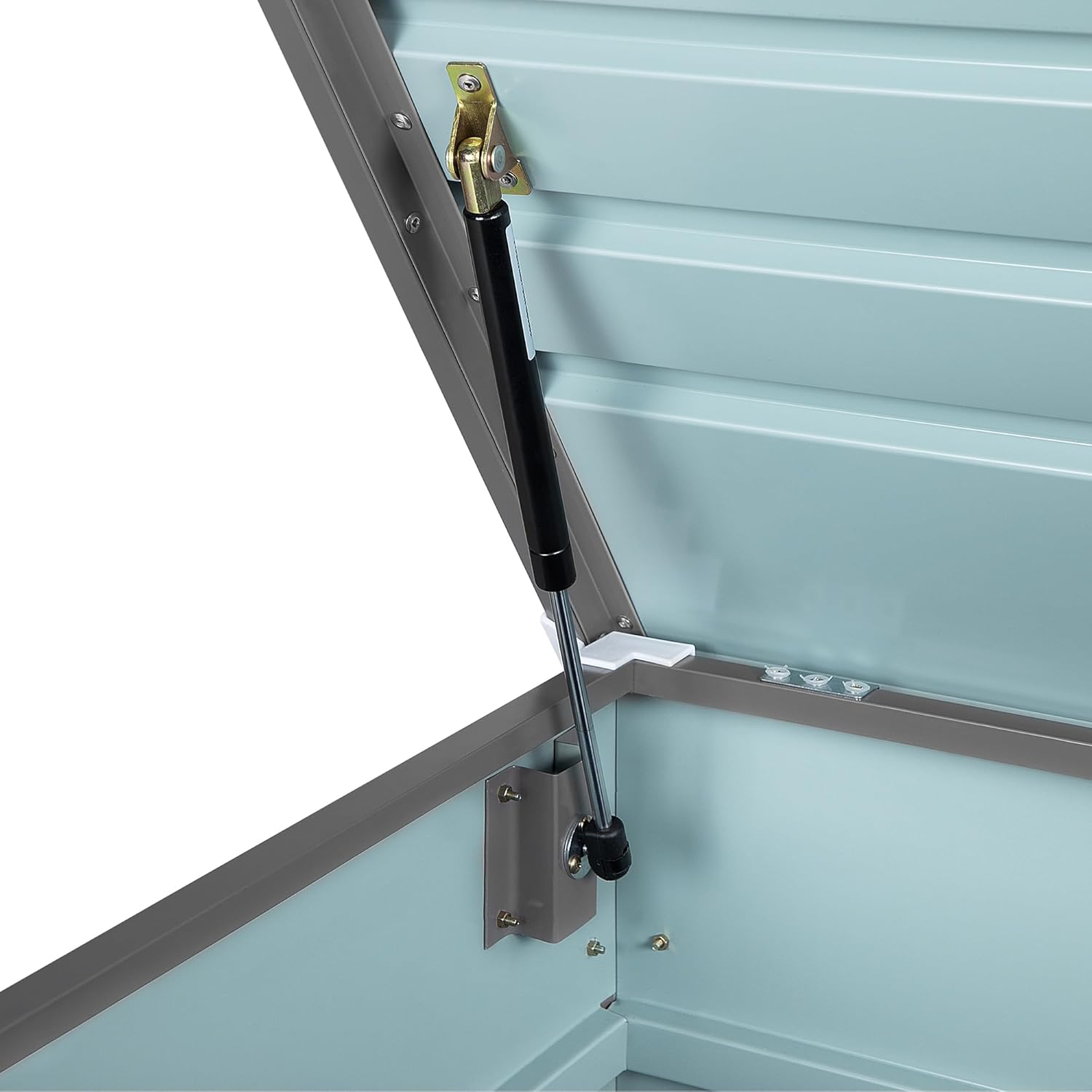 Beliani Metall-Gartentruhe 300 l grau Kissenbox Auflagenbox für die Terrasse wasserdicht Aufbewahrungsbox Gartenbox Cebrosa