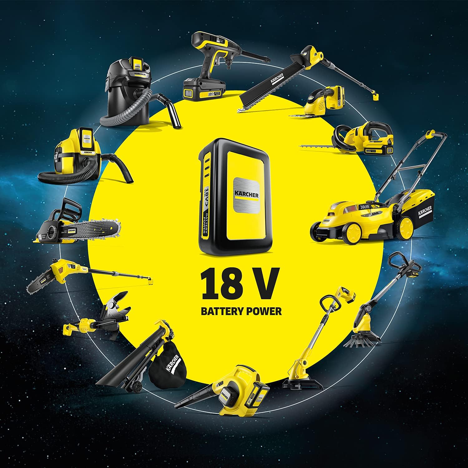 Kärcher LMO 18-36 Battery Akku-Rasenmäher (Akku: 18 V / 5,0 Ah, max. Flächenleistung: 250 qm, Schnittbreite: 33 cm, 4-fach höhenverstellbar, 35 Liter Fangkorb, Mulchkeil)