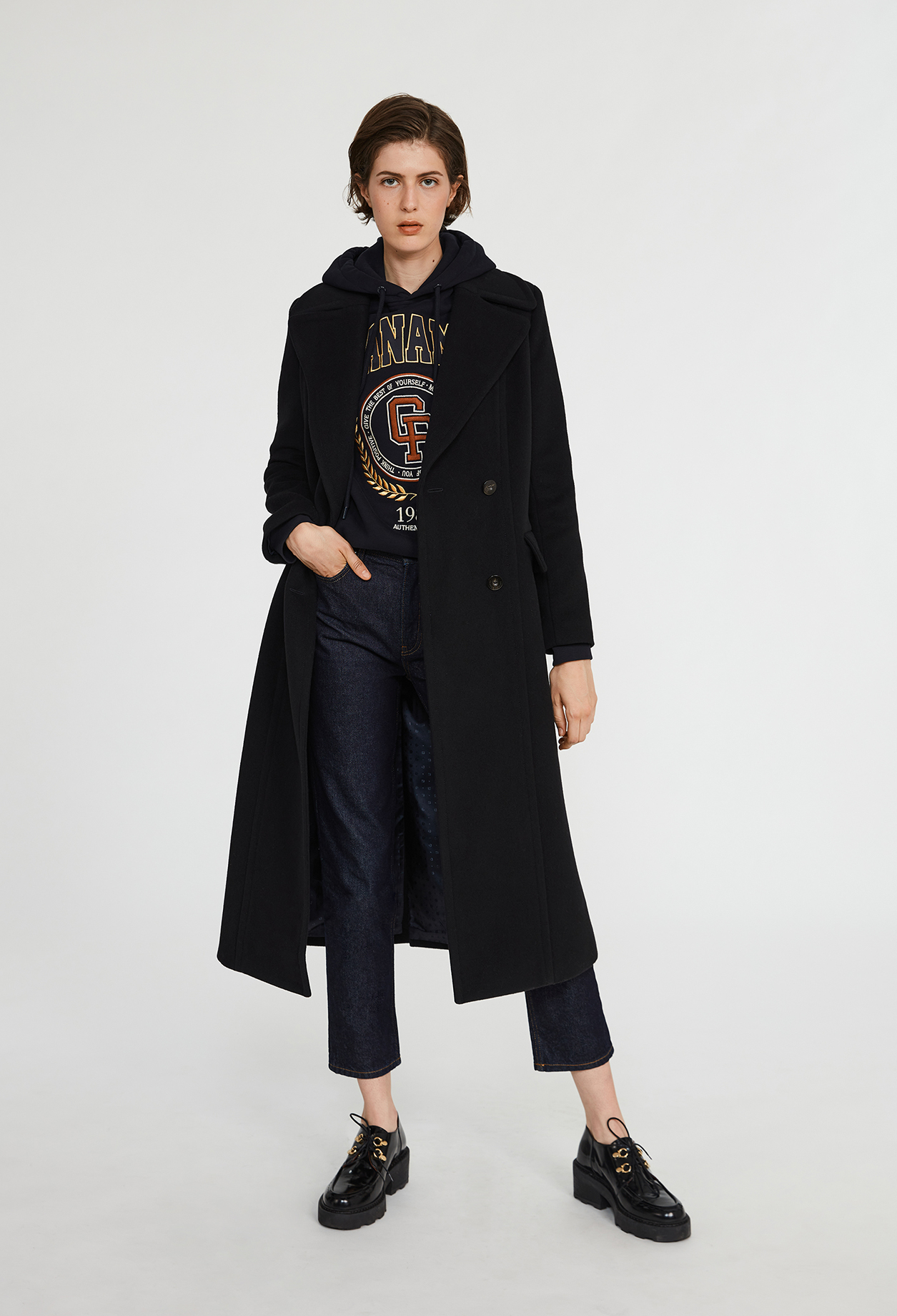 Manteau long croise
