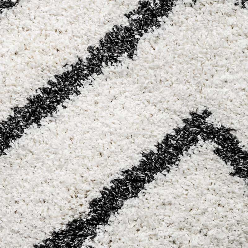 Tapis shaggy 'Geo' crème et anthracite
