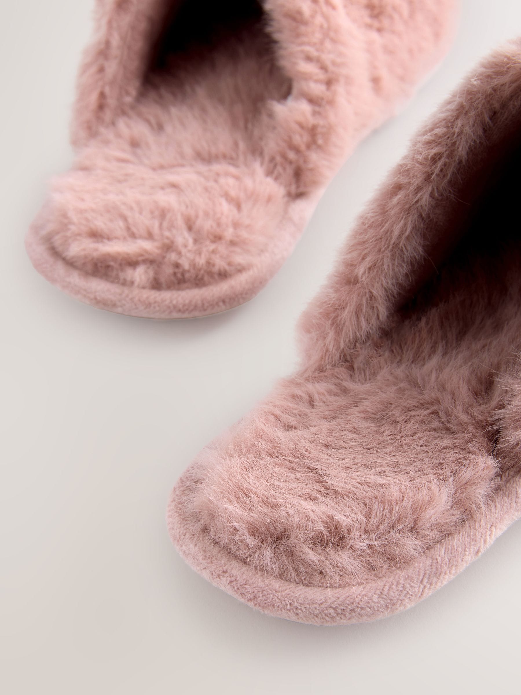 Roze - Pantoffels met imitatiebont