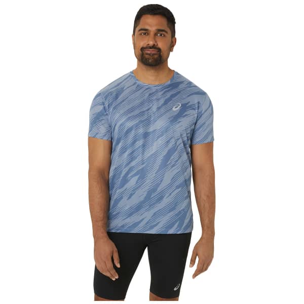 T-shirt running ASICS CORE ALL OVER PRINT SS TOP LIGHT LIGHT NAVY/DENIM BLUE
