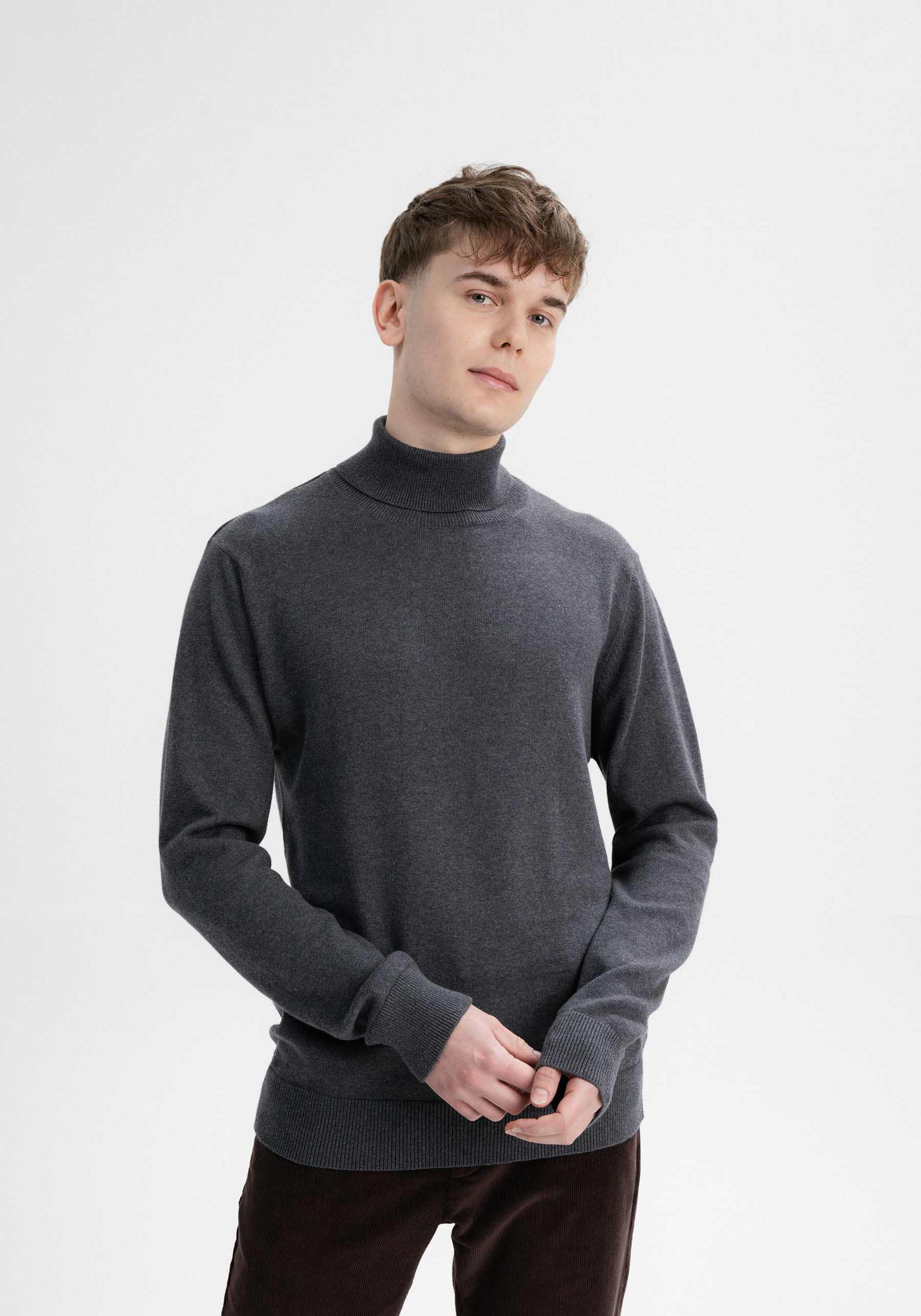 Mela Feinstrick Rollkragenpullover Kanja Anthrazit Melange