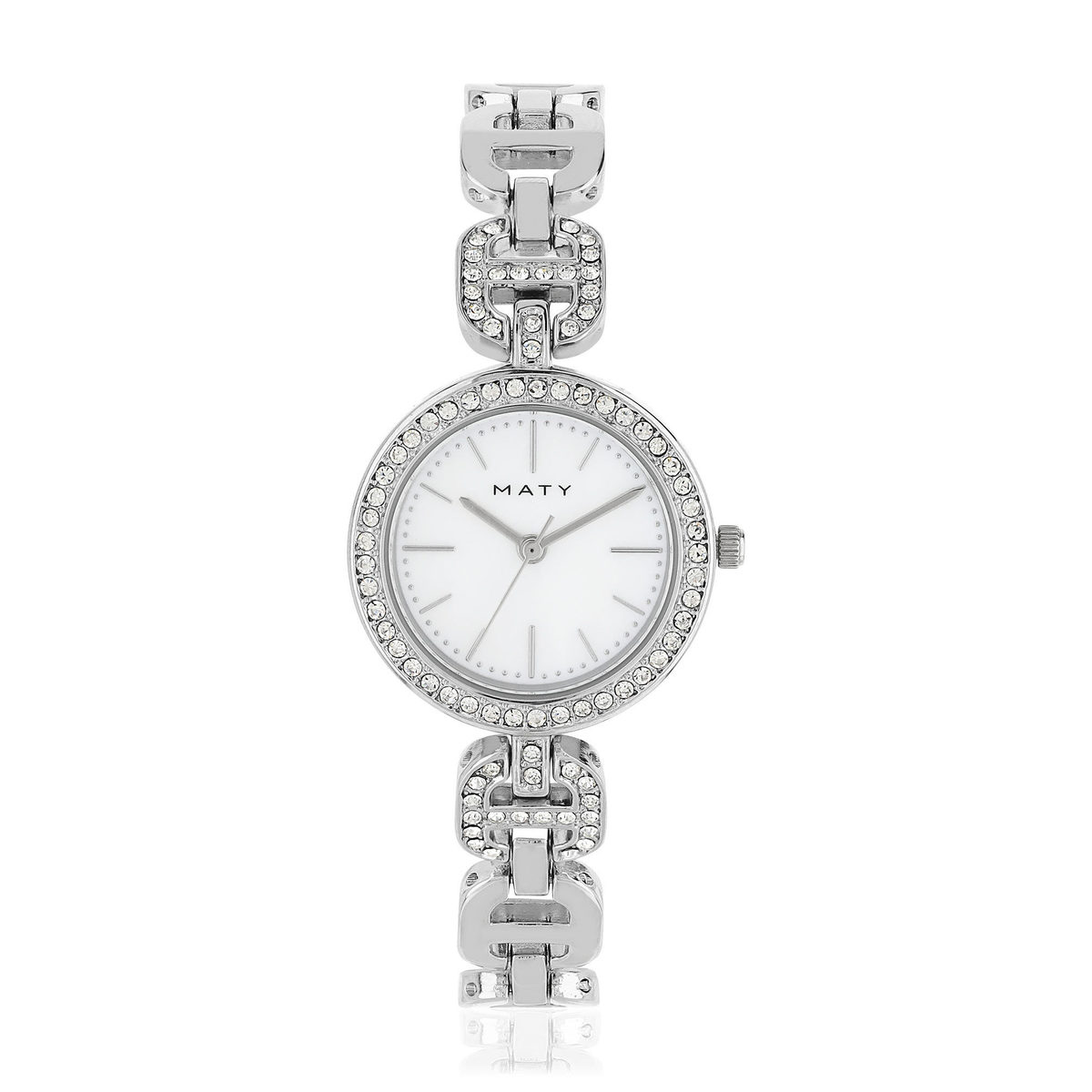Montre femme chromée strass