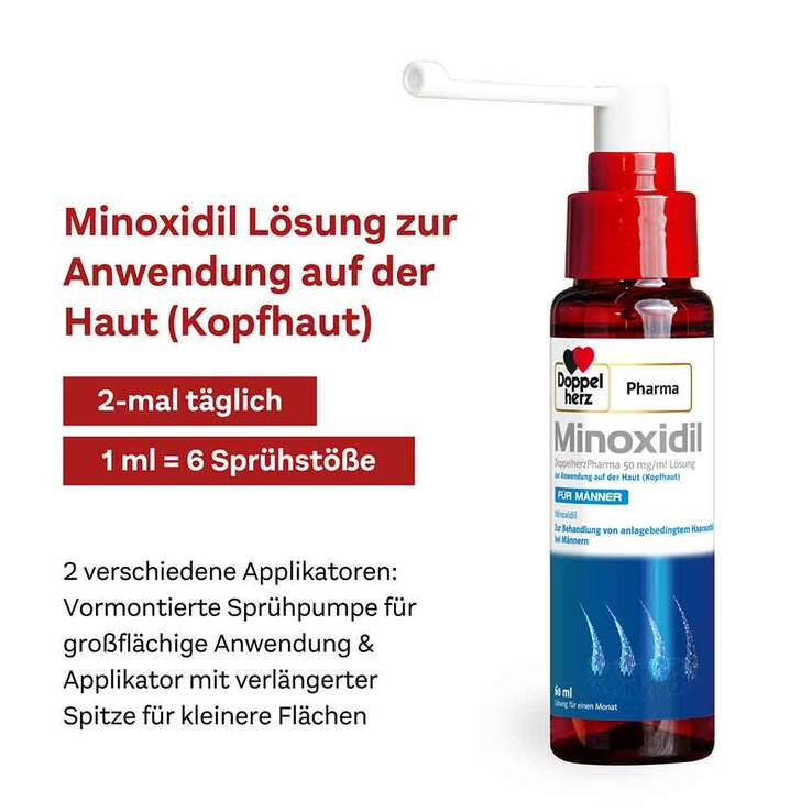 MINOXIDIL DoppelherzPharma 50 mg/ml Lösung für Männer, 3X60 ml