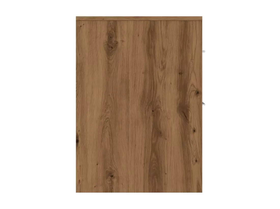 Armoire de salle de bain étroite avec roulettes chêne artisanal