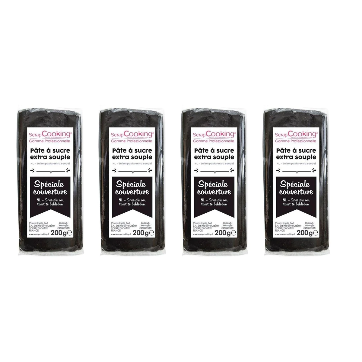 Pâte à sucre de couverture noire 800 g Scrapcooking