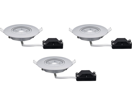 LED inbouwspotset 3x4,8W 3x580 lm 3000K draaibaar chroom/mat Ø 8,2/7,5 cm 230V