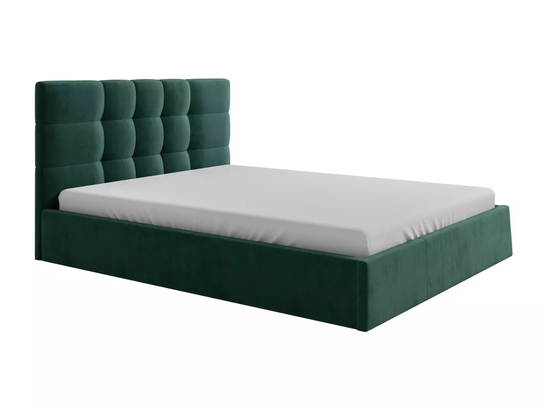 Lit coffre 180 x 200 cm - Tissu - Vert sapin + Matelas - ELIAVA de Pascal Morabito