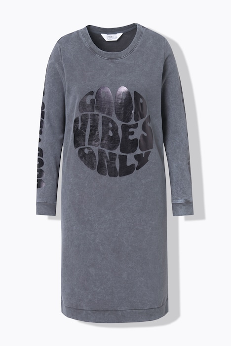 Sweatkleid, acid washed, Metallic-Print