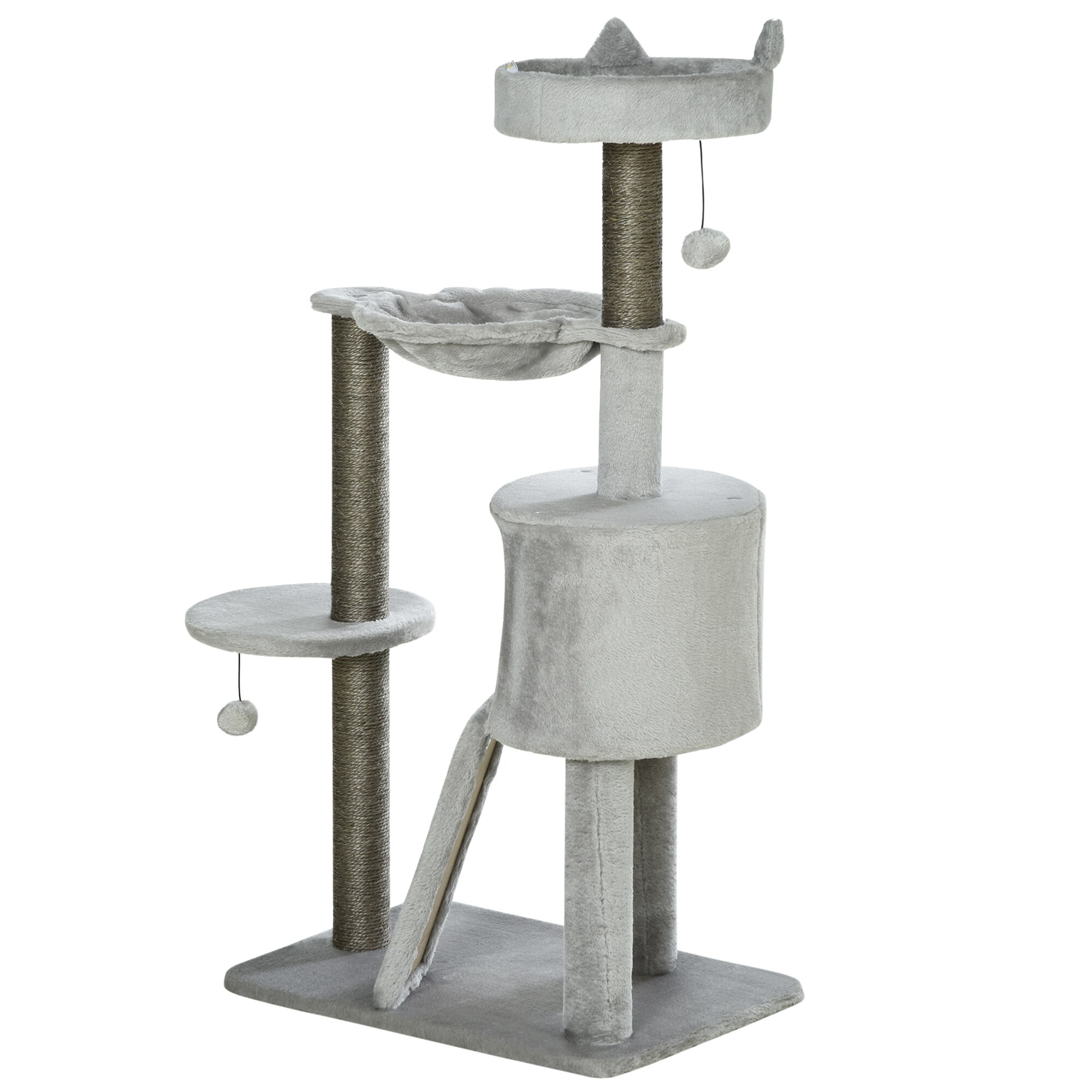 PawHut Kratzbaum mit Katzenhöhle grau 60L x 40B x 113H cm