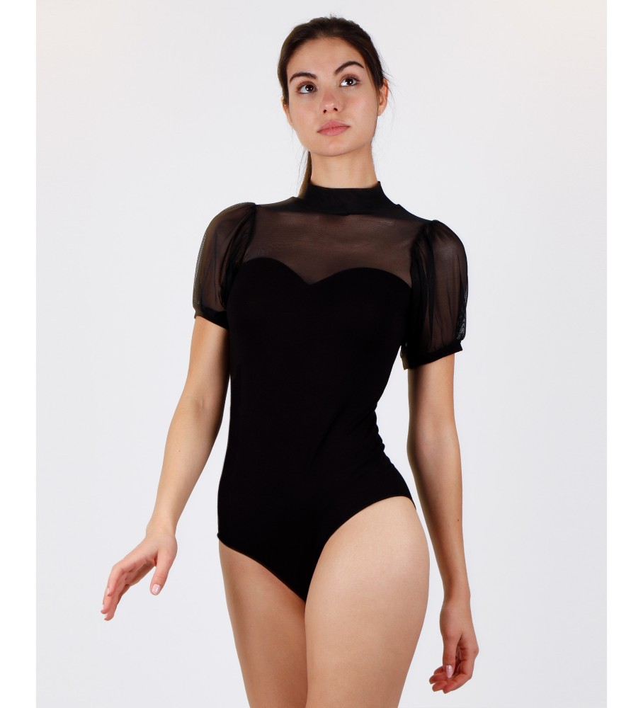 Body preto com mangas bufantes da Admas