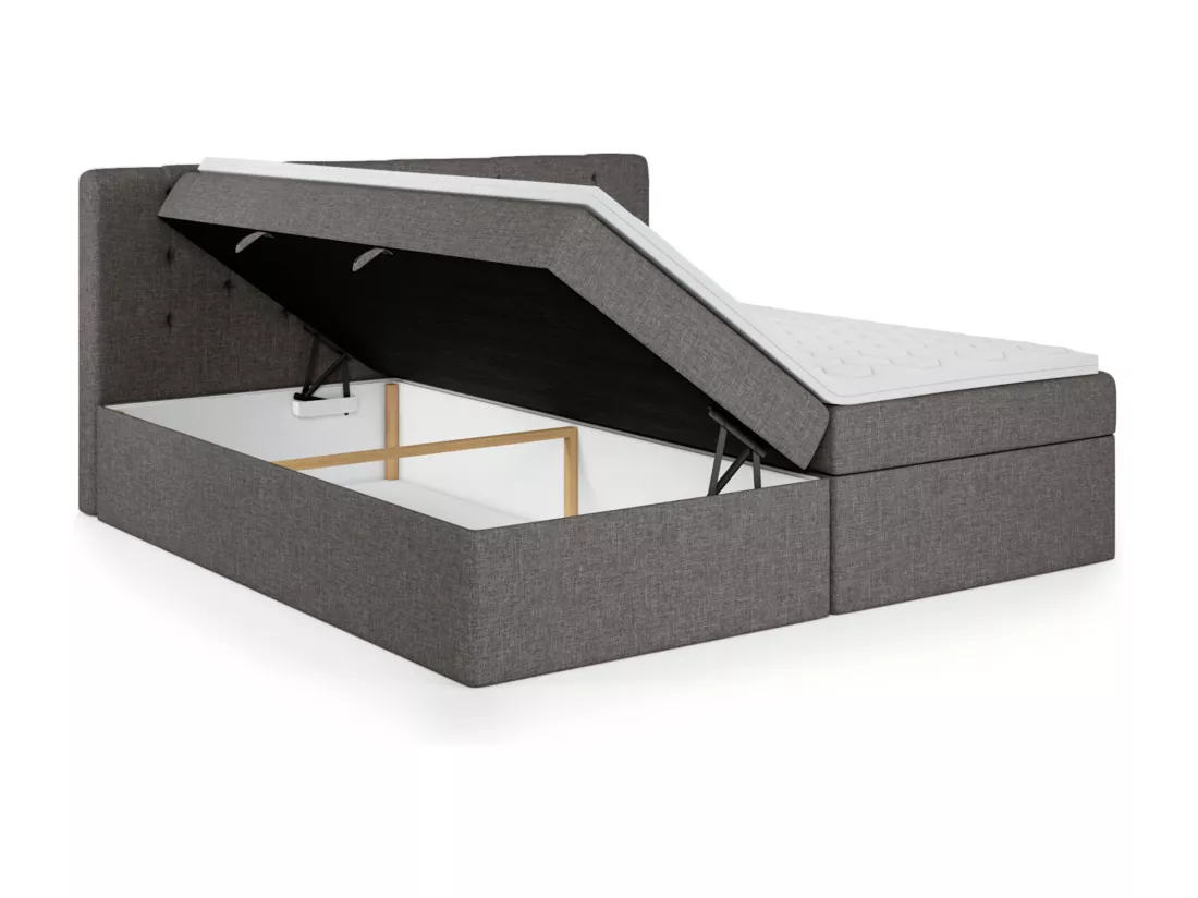 LIT BOXSPRING avec surmatelas Merano 200x200 cm, gris