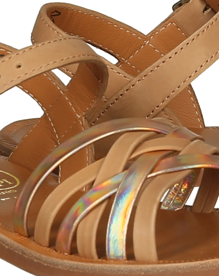 Leder-Sandalen PLAGETTE LUX in caramel/roségold
