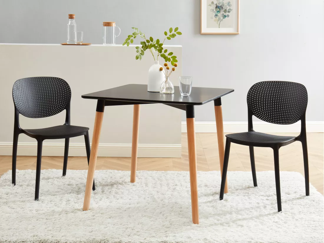 Chaise empilable en polypropylène - Noir - CARETANE
