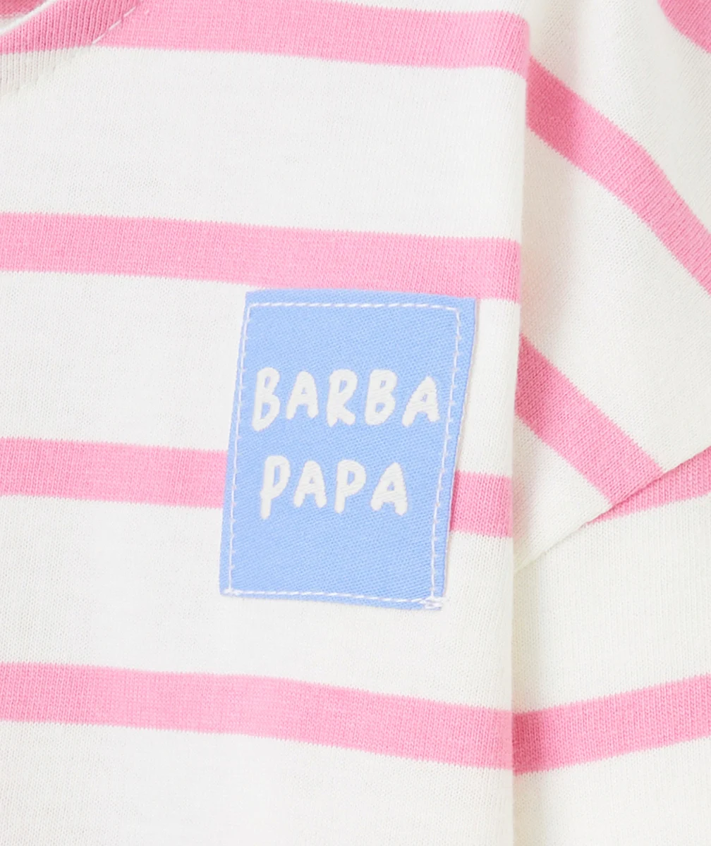 T-SHIRT MANCHES LONGUES BÉBÉ FILLE EN COTON BIO MARINIÈRE ROSE THÈME BARBAPAPA