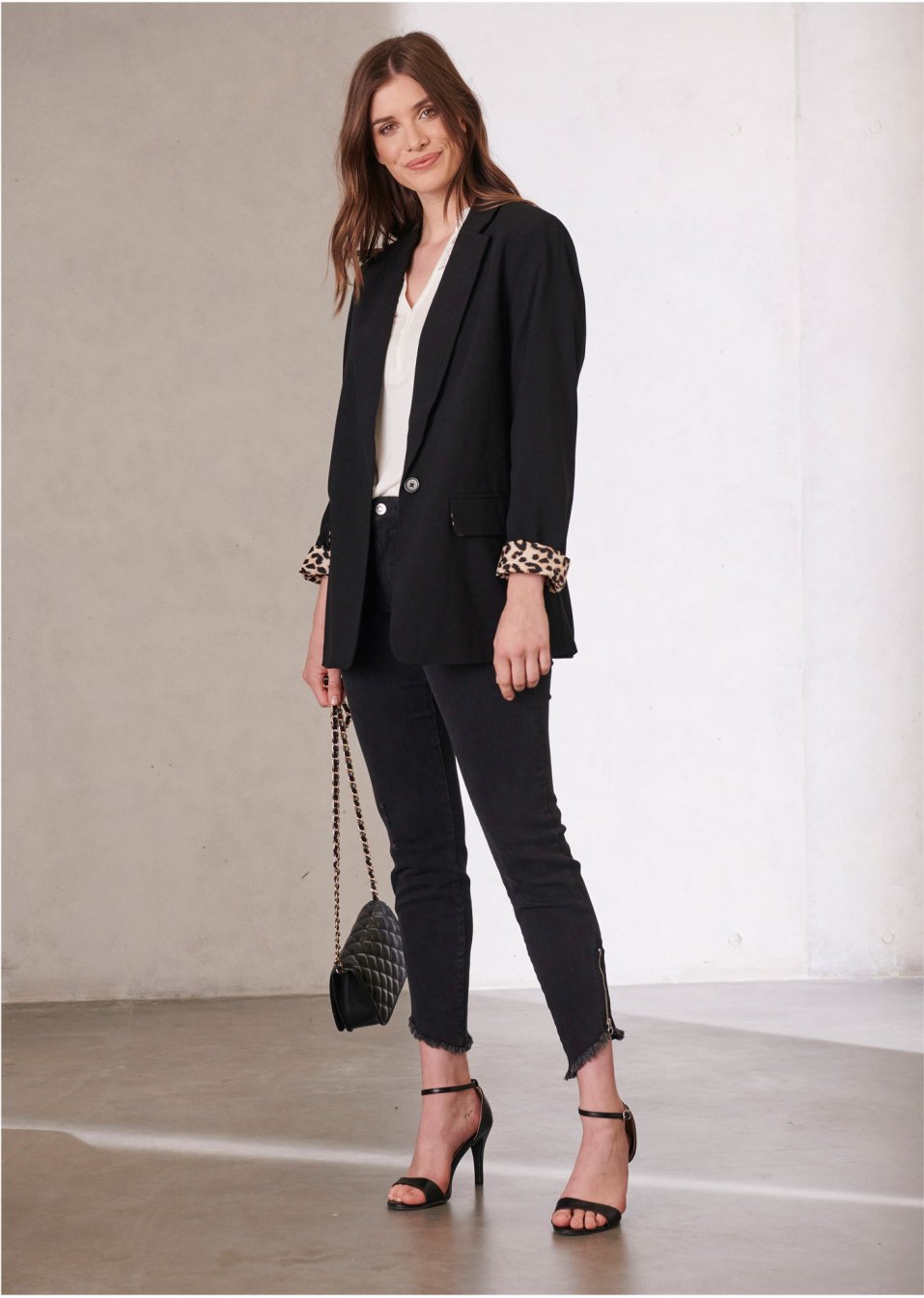 Blazer long avec doublure imprimée
