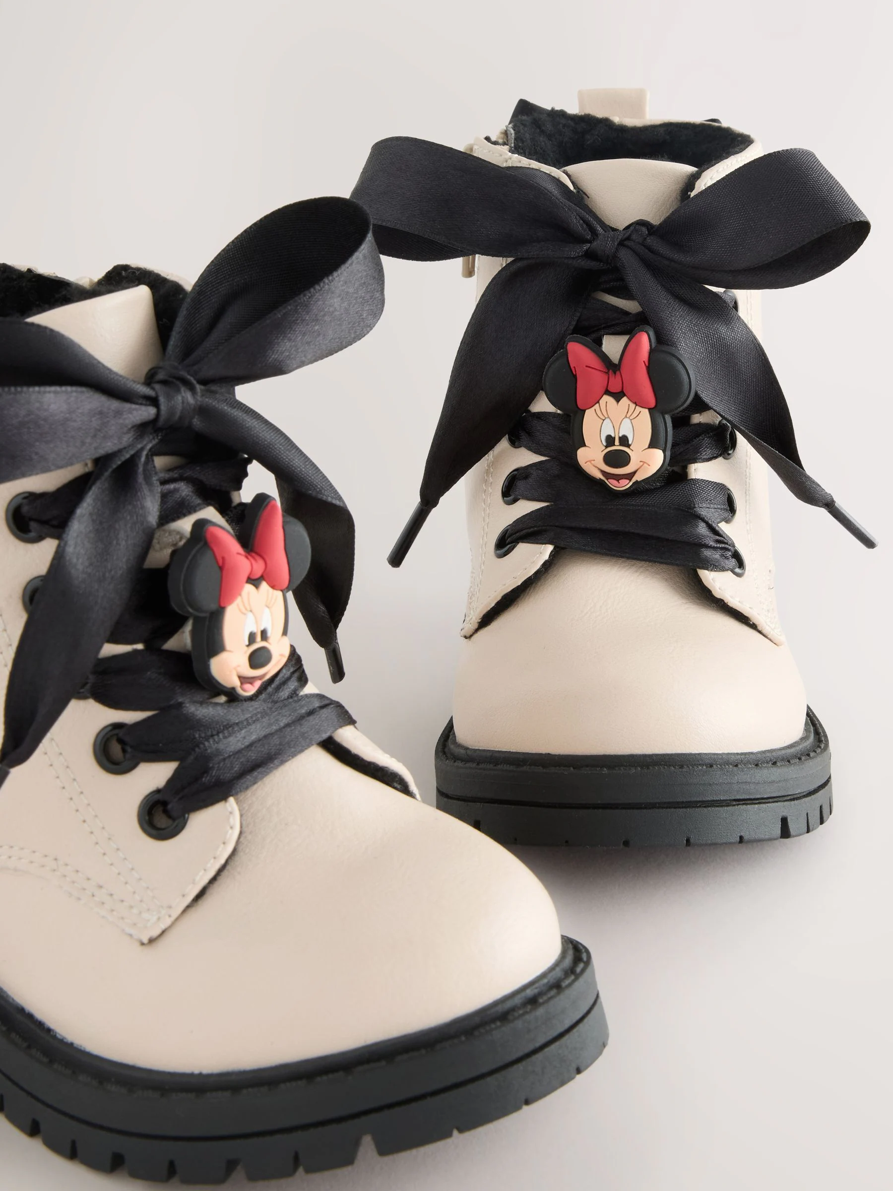 Neutraal - Minnie Mouse Bow Detail Lace Up Enkellaarsjes